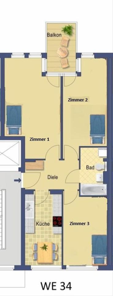 1 großes WG-Zimmer mit Balkon, Küche + Bad + Flur in gemeinschaftlicher Nutzung – Bild 19