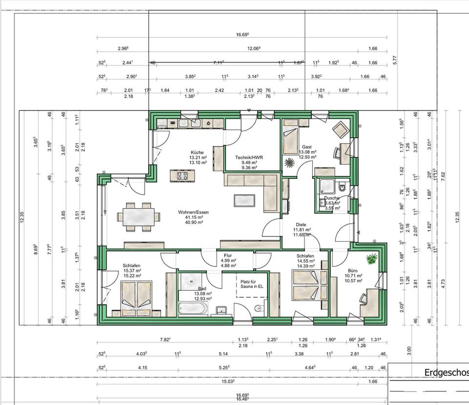 Barrierefreier Bungalow Massivhaus 150 m2 + 60 m2 Terrasse + Doppelgarage 54 m2 – Bild 31