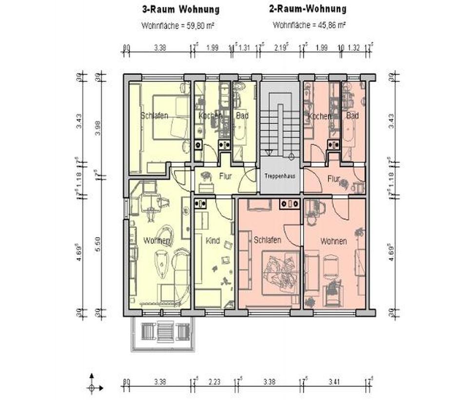 2 RW 46 qm 225 € kalt/ 308€ warm in Grossbodungen – Bild 7