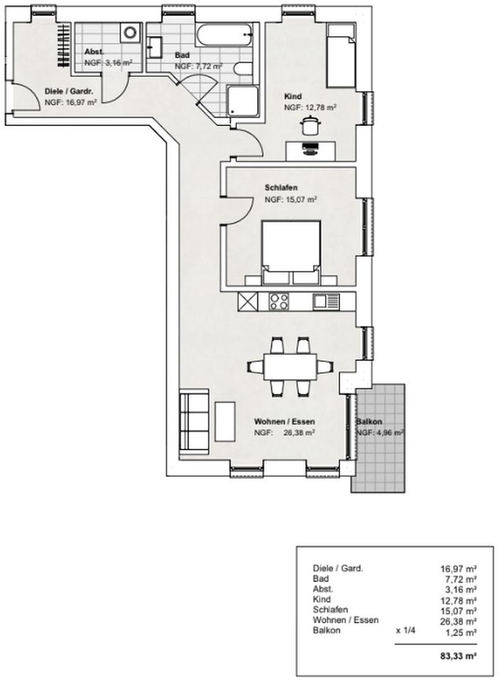 Wohnen mit Stil: 3 Zimmer-Neubauwohnung mit Balkon – ca. 83 m² in Fümmelse – Bild 5