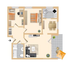 Freundliche Wohnung mit Schwimmbad- und Saunaanteil