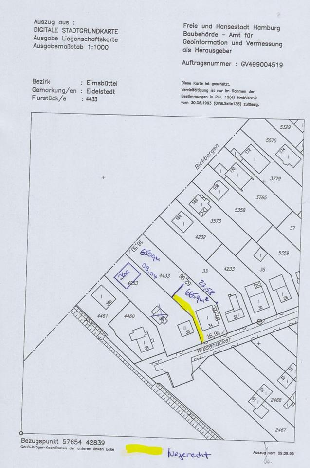 Baugrundstück 650qm zweite Reihe mit Wegerecht Hamburg Eidelstedt – Bild 2