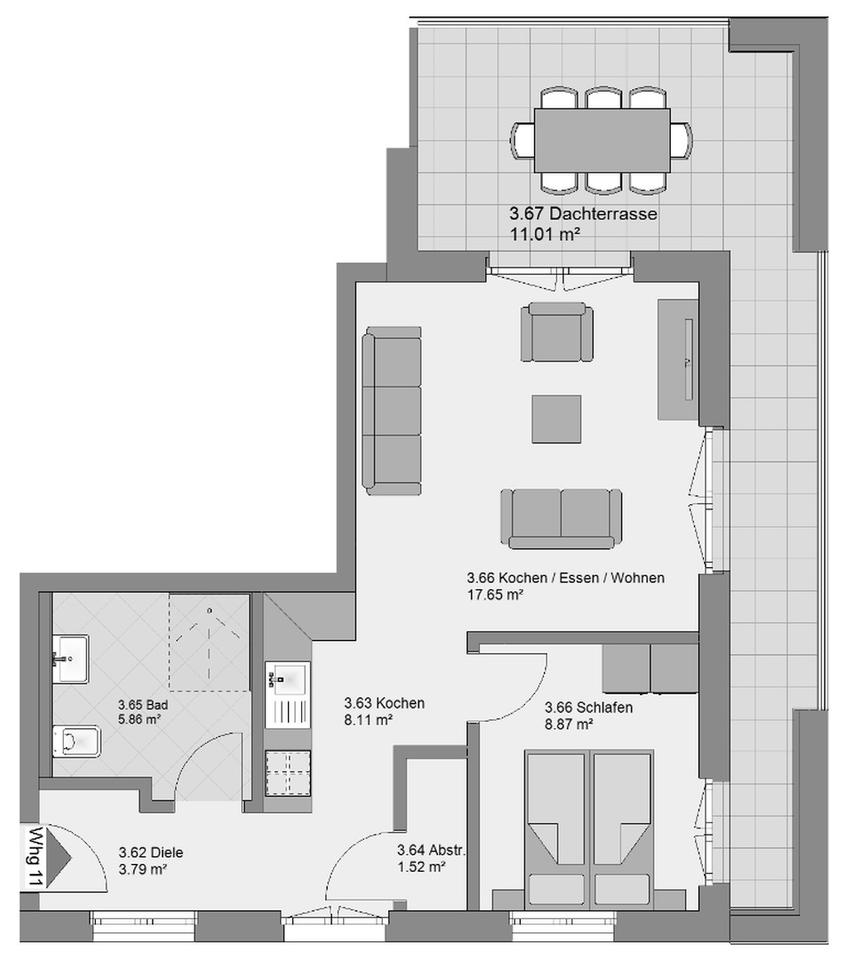 Barrierearmes Wohnen mit Dachterrasse im QNG-Neubau (WHG 11) – Bild 3
