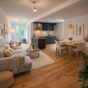 Schön sanierte Wohnung mit hochwertiger Küche, Kamin und großer Terrasse