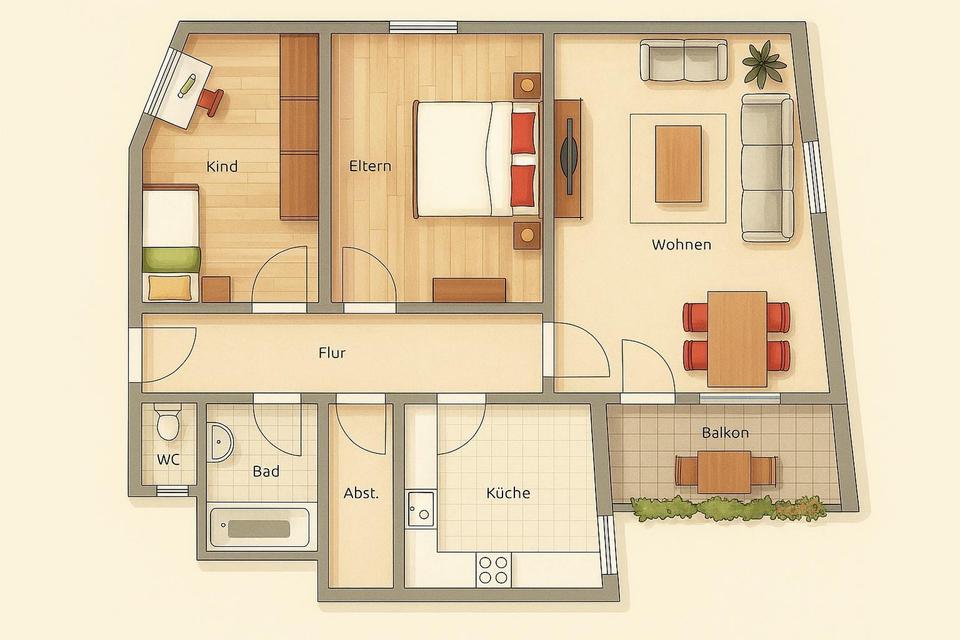 Sofort einziehen und wohlfühlen! Frisch sanierte 3-Zimmer Wohnung mit Panorama-Blick! – Bild 14
