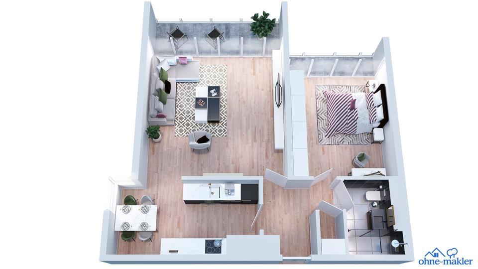Attraktive, helle 2-Zimmer-Wohnung mit Einbauküche, Balkon und Stellplatz – Bild 7