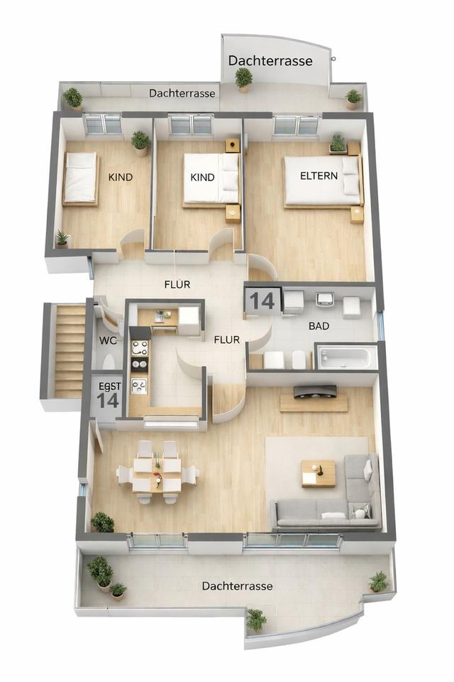Große Dachgeschoßwohnung mit 2 Terrassen – Bild 10