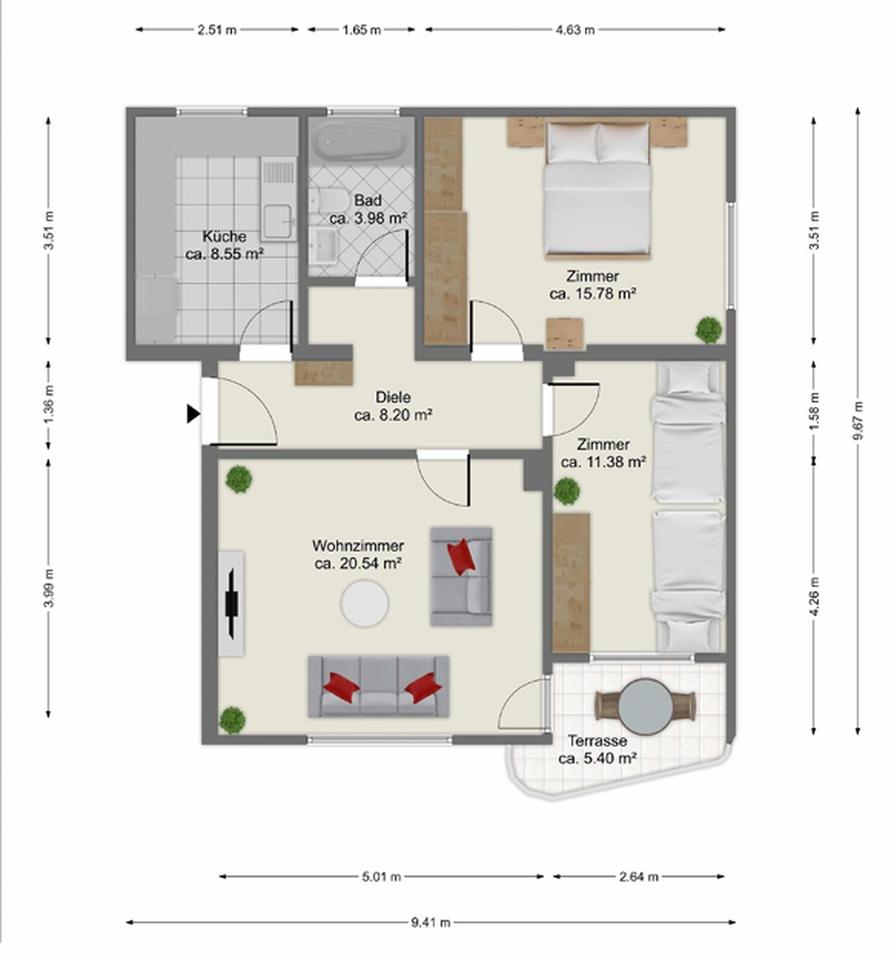 Sofort einziehen! Modernisierte 3-Zimmerwohnung mit Terrasse – Bild 12
