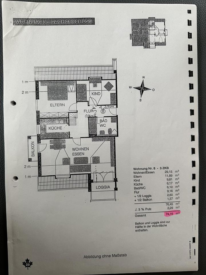 3 Zimmer Maisonette Wohnung 74qm + 24qm offener Galerie 2 Balkonen, TG & Stellplatz – Bild 14