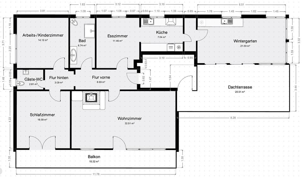 Großzügige 3,5-Zimmer-Wohnung mit Wintergarten & Dachterrasse - Nähe Wasserburg – Bild 27