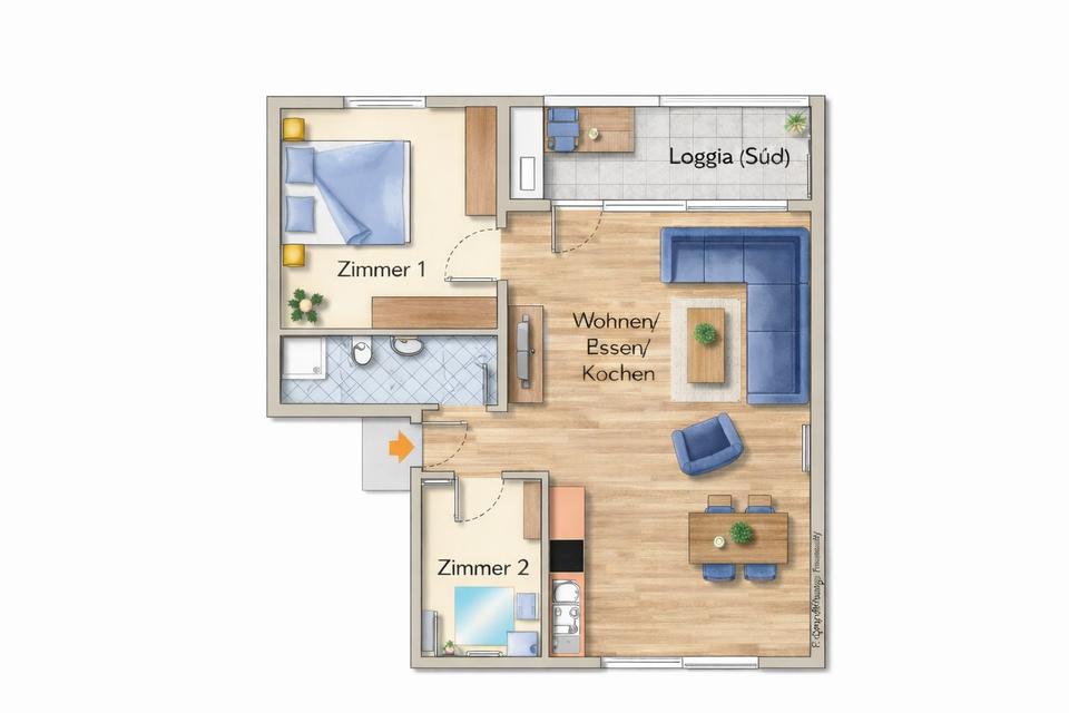 Lichtdurchflutete zentrale 3-Zi.-Wohnung mit hohen Decken und großer Loggia – Bild 4