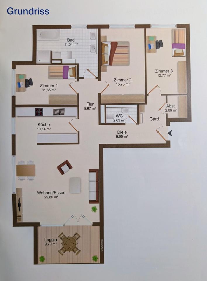 *Reserviert*Moderne 4,5‑Zimmer‑Wohnung (ca.115 m²) mit Balkon, Burgblick und Garagenstellplatz – Bild 15