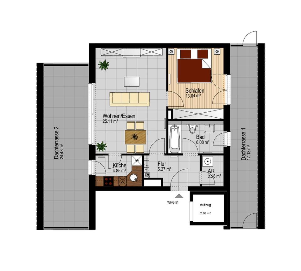 Sonnige 2ZKB Penthouse-Wohnung mit laufenden Mieteinnahmen – Bild 12