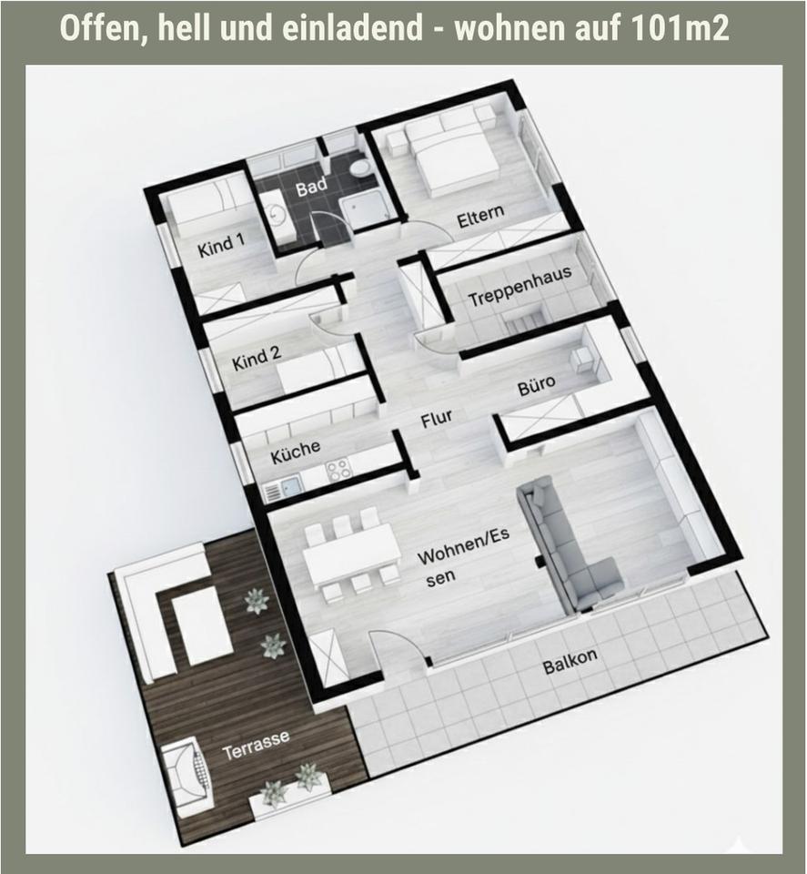 RESERVIERT - Helle 4½-Zimmer-Wohnung (ca. 101 m²) mit Terrasse + Garage *PROVISIONSFREI* – Bild 10