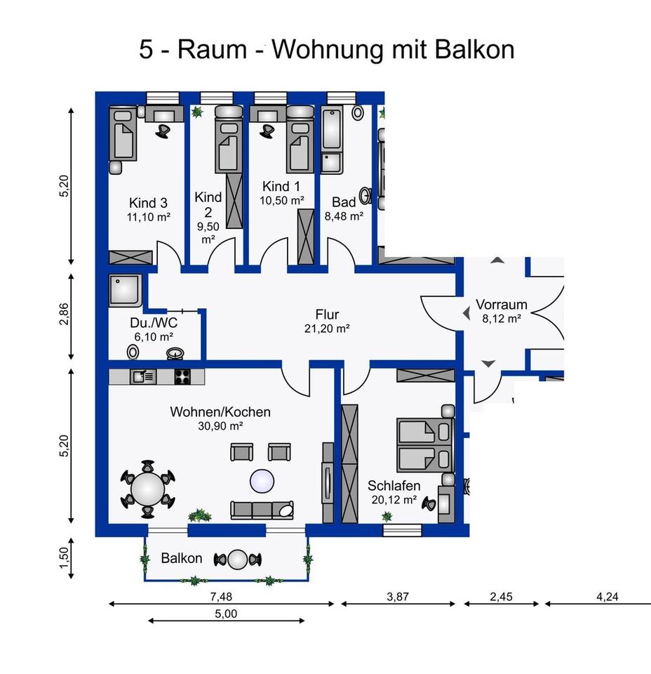5 Raum-Wohnung mit privatem Garten – Bild 4