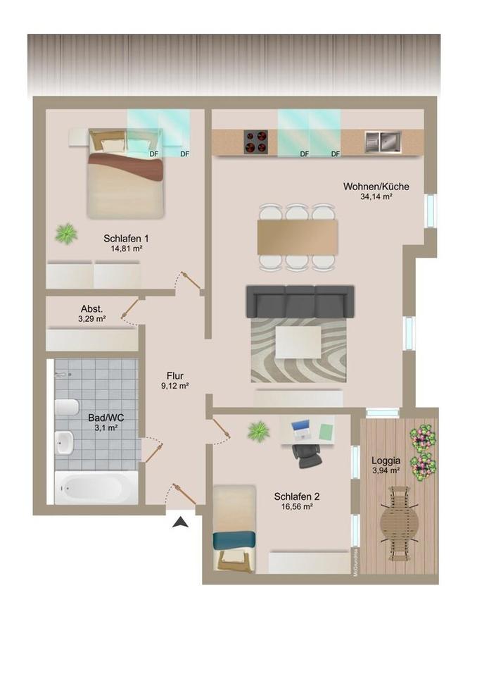Helle 3-Zimmer-Dachgeschosswohnung mit Loggia – Bild 14