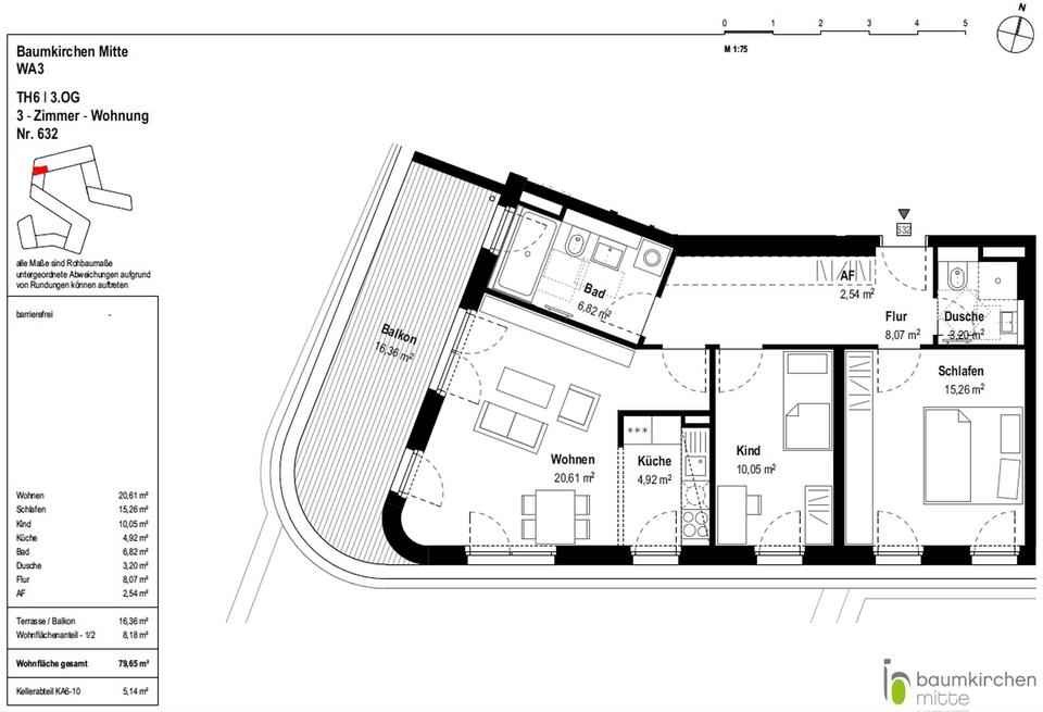 Traumhafte 3-Zi-Wohnung mit 2 Bädern, EBK und Süd-West-Balkon – Bild 15