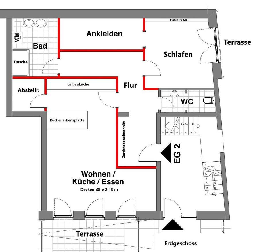 Neuwertige, großzügige 2 Zi. EG-Wohnung im Zentrum – Bild 15
