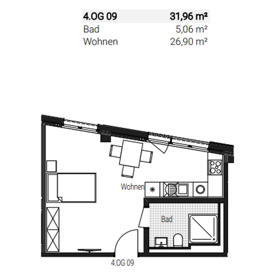 Charmante vollmöblierte 1-Zimmer-Neubauwohnung im 4. OG WE 79 – Bild 21