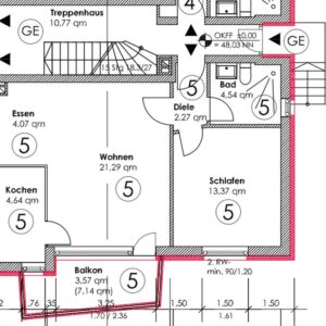 2 Zimmer EG-Wohnung mit Balkon mit Stellplatz auf dem Innenhof