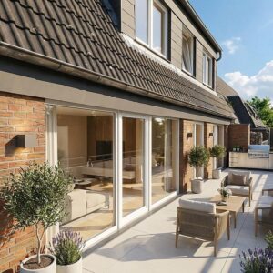 Mediterran + Penthouse-Charakter, warme Farbtöne mit 40m² Sonnen-Oase. Erstbezug+Provisionsfrei