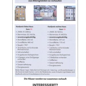 renditestarkes MFH in 52134 Herzogenrath, aus Altersgründen, provisionsfrei, von privat