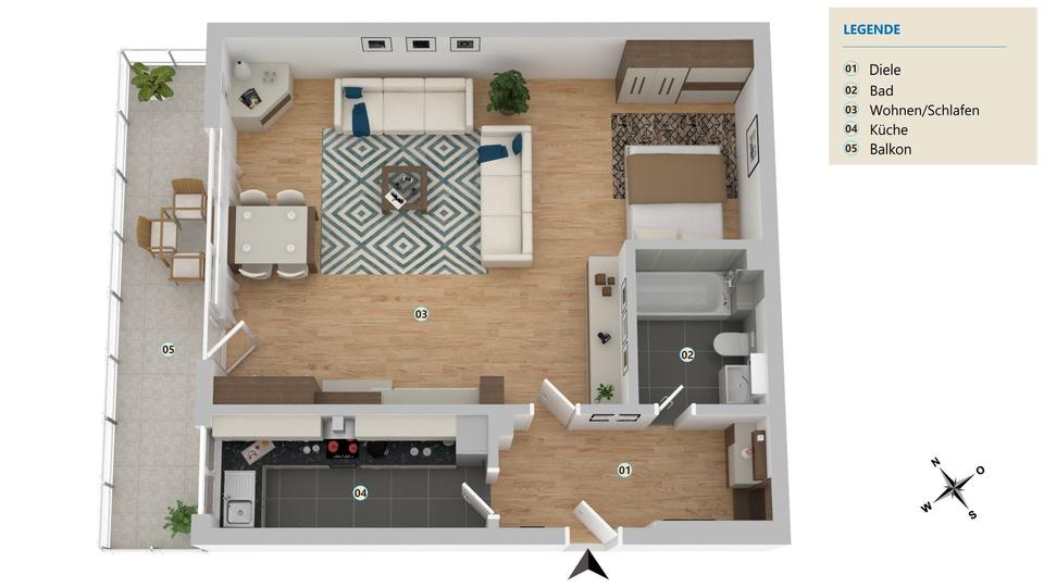 Helle Wohnung mit 2-Zimmer-Potenzial | XXL-Balkon | TG | modernes Bad | provisionsfrei – Bild 8