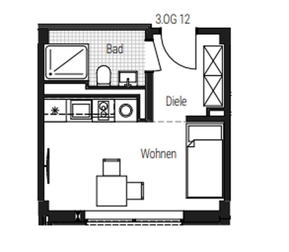 Charmante vollmöblierte 1-Zimmer-Neubauwohnung im 3. OG WE 60 – Bild 21