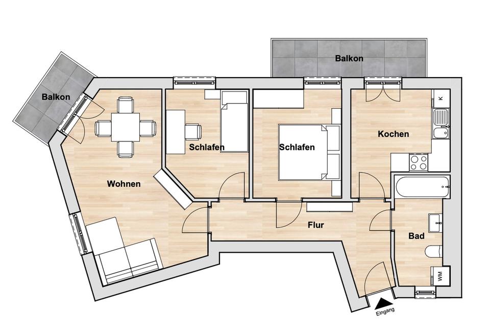 Gründerzeitbau: 3-Zimmer-Wohnung im 1. OG mit Balkon(en) mitten in der Altstadt – Bild 3