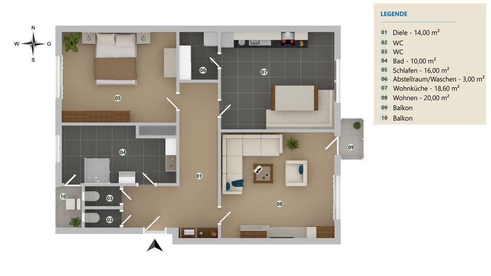 Wohnen mit Blick auf das Maximilianeum! Sanierte 2,5-Zimmer-Wohnung mit zwei Balkonen - sofort frei! – Bild 13