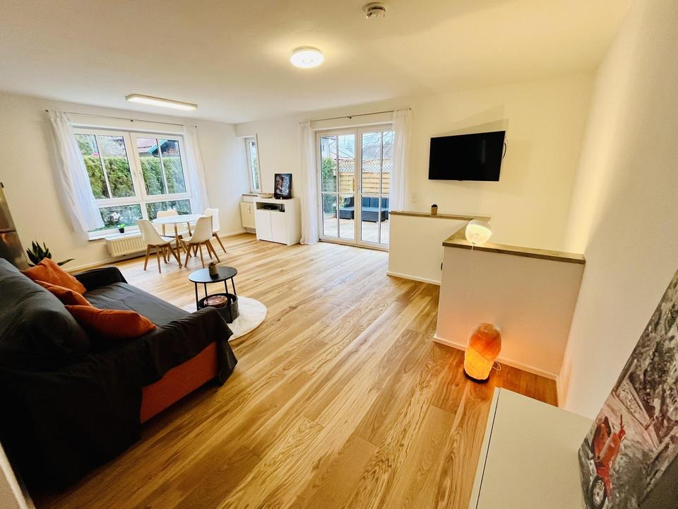 105 m² Wohn-/Nutzfläche – Gartenwohnung mit Sauna, 40 m² Hobbyraum & TG