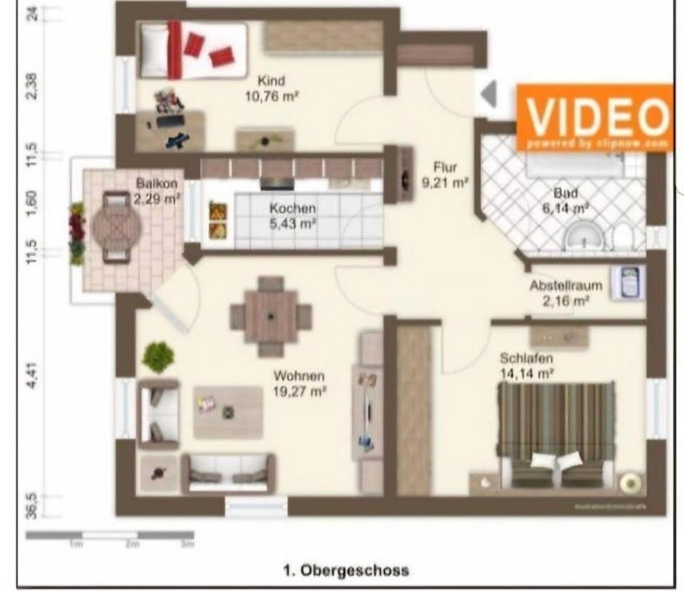 WG geeignete sehr helle 3,5-Zimmer-Wohnung mit Balkon – Bild 9