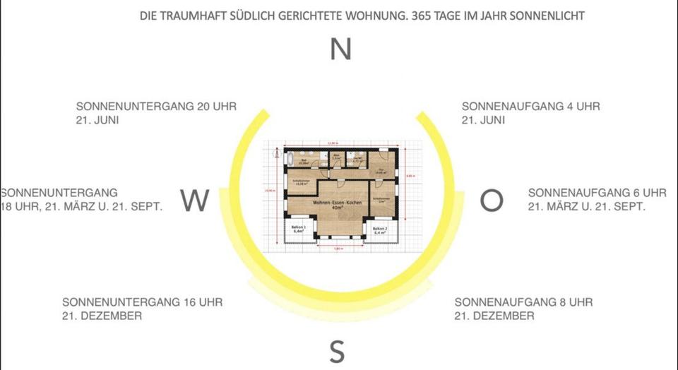 Luxuriöse, helle 3-Zimmer Wohnung – Bild 9