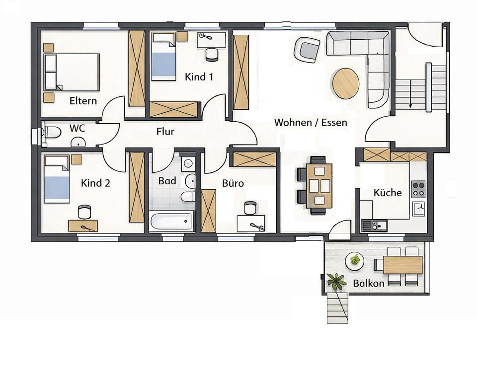 5-Zimmer-Wohnung mit Balkon und Gartenzugang im Scharnhauser Park – Bild 14