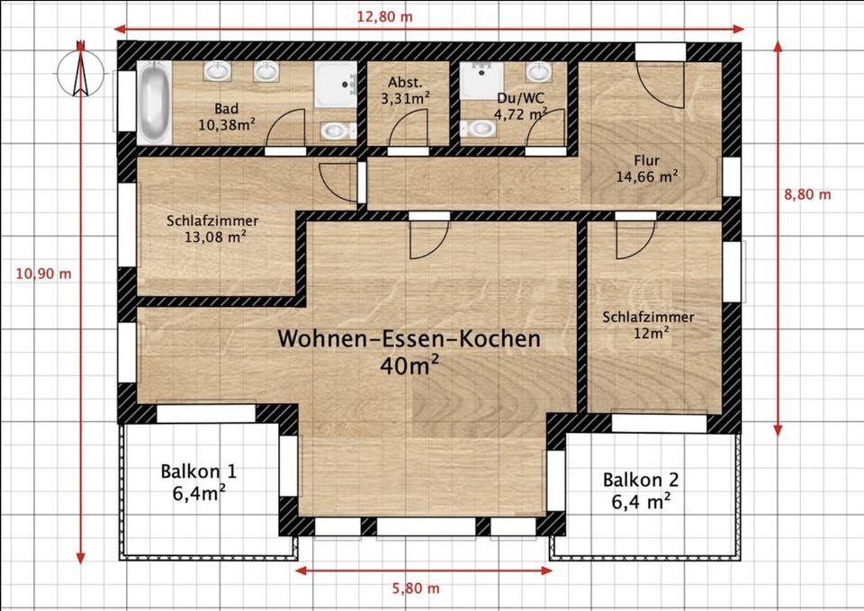 Luxuriöse, helle 3-Zimmer Wohnung – Bild 10