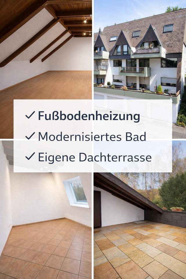 73qm mit Fußbodenheizung und eigener Dachterrasse in ruhiger Lage.