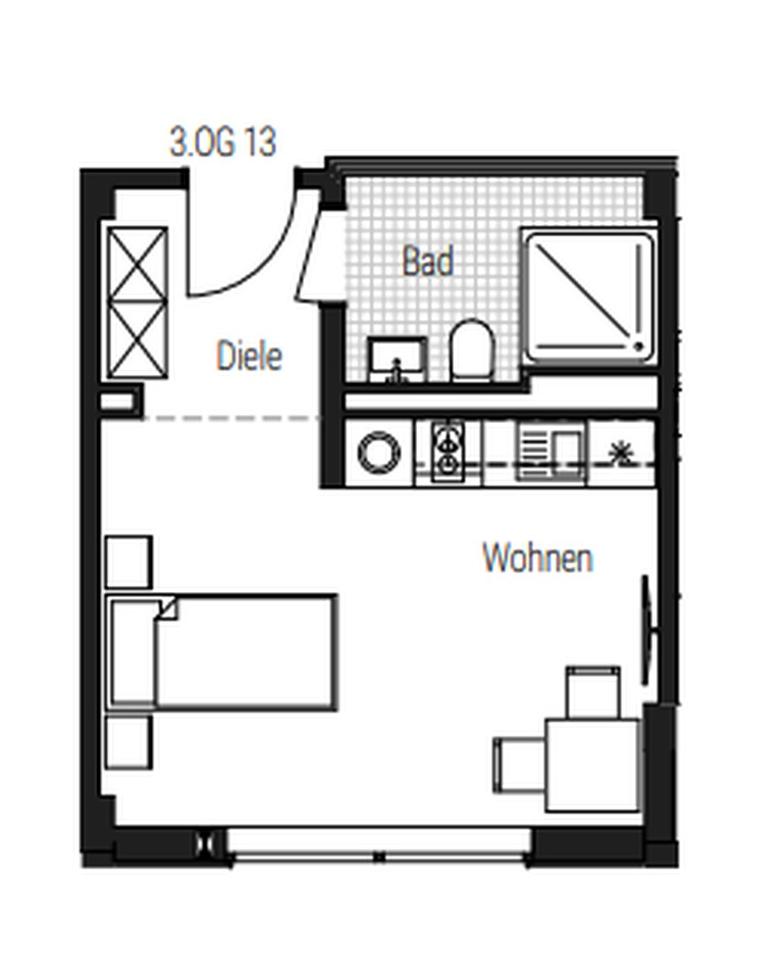 Charmante vollmöblierte 1-Zimmer-Neubauwohnung im 3. OG WE 61 – Bild 21